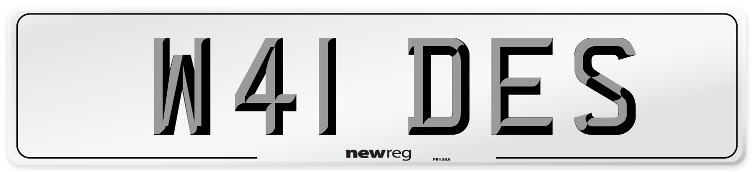 W41 DES Number Plate from New Reg